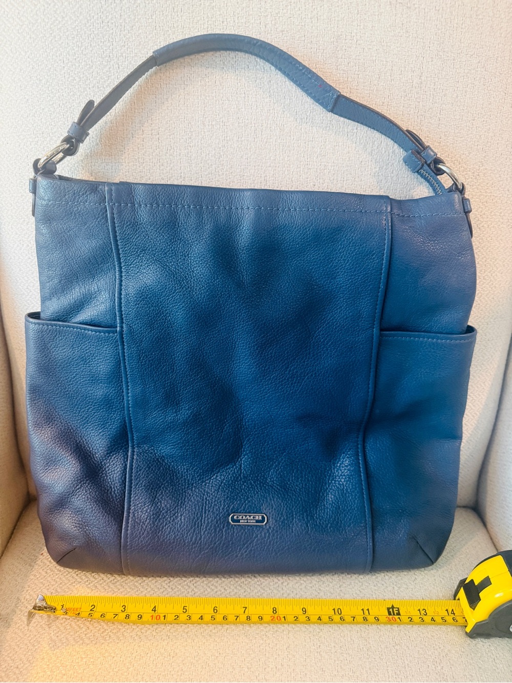 Coach Navy Blue Leather Shoulder Tote